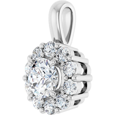 14K White Gold 3/4 CTW Lab-Grown Diamond Halo-Style Pendant