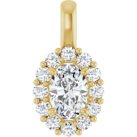 14K Yellow 3/4 CTW Lab-Grown Diamond Halo-Style Pendant