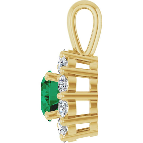 14K Yellow Gold Lab-Grown Emerald & 1/3 CTW Lab-Grown Diamond Pendant