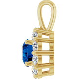 14K Yellow Gold Lab-Grown Blue Sapphire & 1/3 CTW Lab-Grown Diamond Pendant