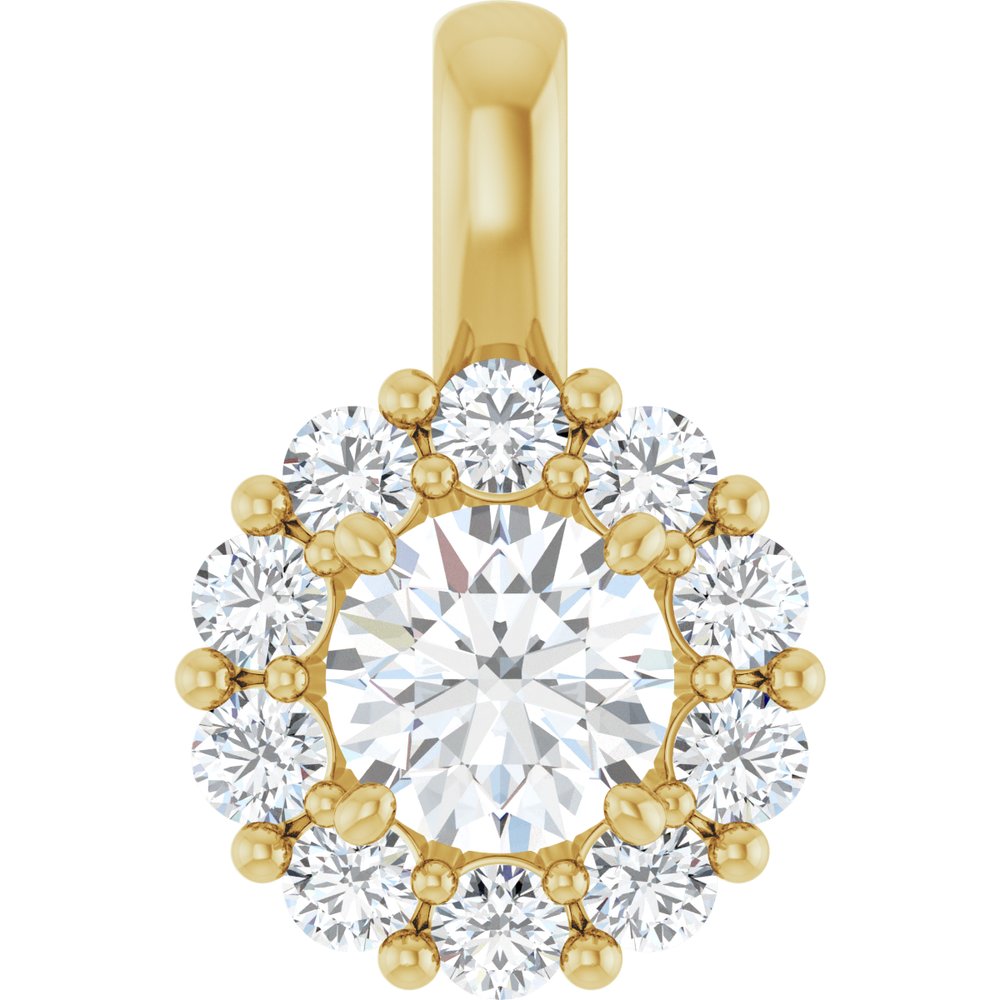 14K Yellow 3/4 CTW Lab-Grown Diamond Halo-Style Pendant