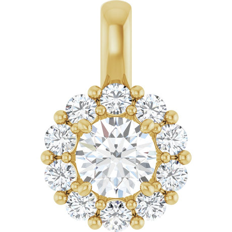 14K Yellow 3/4 CTW Lab-Grown Diamond Halo-Style Pendant