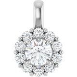 14K White 3/4 CTW Lab-Grown Diamond Halo-Style Pendant