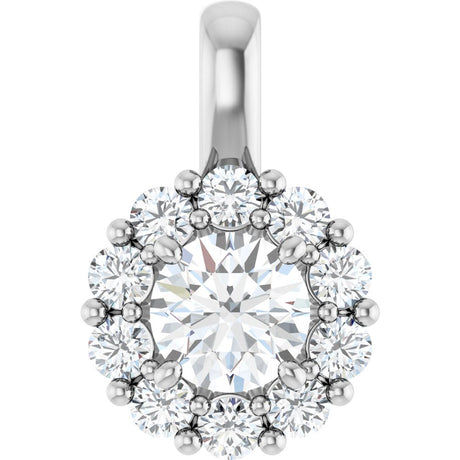 14K White Gold 3/4 CTW Lab-Grown Diamond Halo-Style Pendant