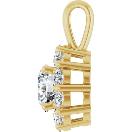 14K Yellow Gold 1 CTW Lab-Grown Diamond Halo-Style Pendant