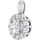 14K White Gold 1 CTW Lab-Grown Diamond Halo-Style Pendant