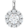 14K White 1 CTW Lab-Grown Diamond Halo-Style Pendant