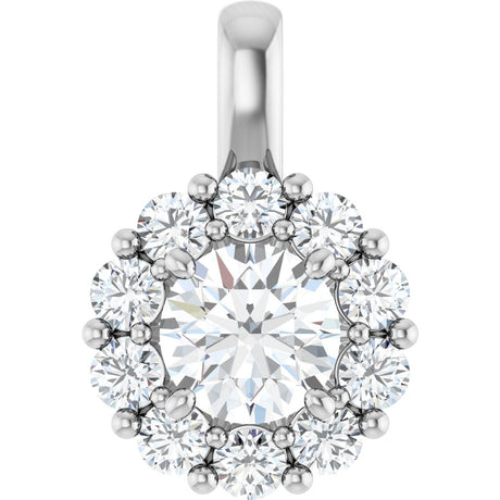 14K White 1 CTW Lab-Grown Diamond Halo-Style Pendant