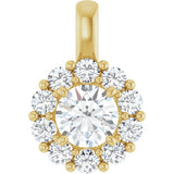 14K Yellow 1 CTW Lab-Grown Diamond Halo-Style Pendant