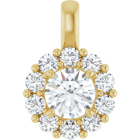 14K Yellow 1 CTW Lab-Grown Diamond Halo-Style Pendant