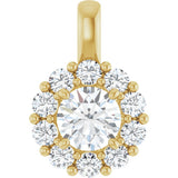 14K Yellow Gold 1 CTW Lab-Grown Diamond Halo-Style Pendant