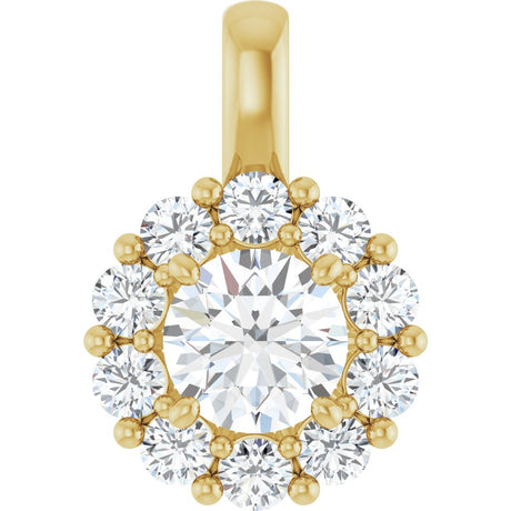 14K Yellow Gold 1 CTW Lab-Grown Diamond Halo-Style Pendant