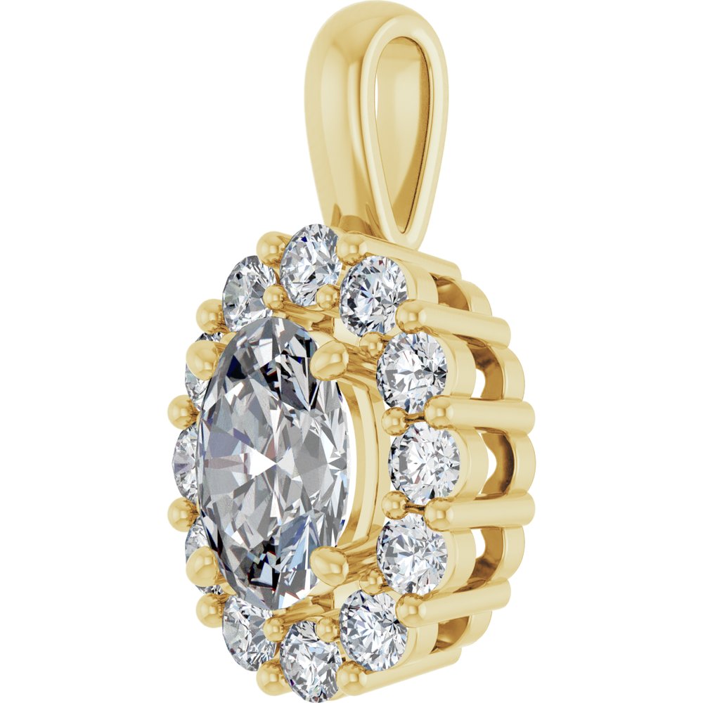 14K Yellow 1 1/6 CTW Lab-Grown Diamond Halo-Style Pendant