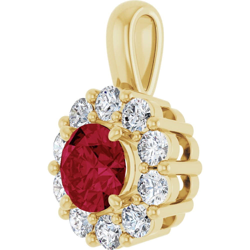 14K Yellow Gold Lab-Grown Ruby & 1/3 CTW Lab-Grown Diamond Pendant
