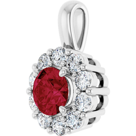 14K White Gold Lab-Grown Ruby & 1/3 CTW Lab-Grown Diamond Pendant