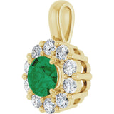 14K Yellow Gold Lab-Grown Emerald & 1/3 CTW Lab-Grown Diamond Pendant