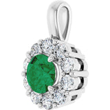 14K White Gold Lab-Grown Emerald & 1/3 CTW Lab-Grown Diamond Pendant