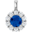 14K White Natural Blue Sapphire & 1/2 CTW Natural Diamond Pendant