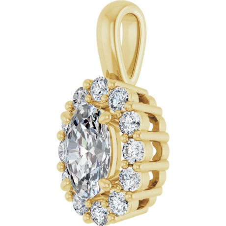 14K Yellow 3/4 CTW Lab-Grown Diamond Halo-Style Pendant