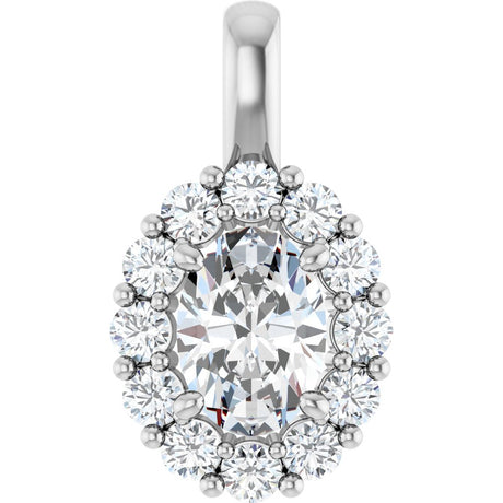 14K White 1 1/6 CTW Lab-Grown Diamond Halo-Style Pendant