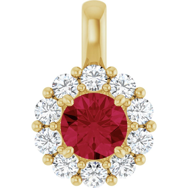 14K Yellow Gold Lab-Grown Ruby & 1/3 CTW Lab-Grown Diamond Pendant
