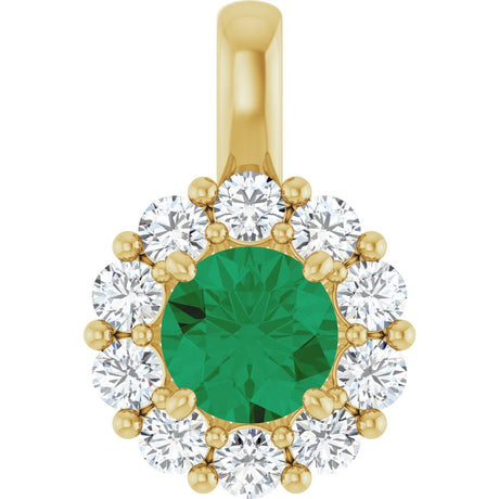 14K Yellow Gold Lab-Grown Emerald & 1/3 CTW Lab-Grown Diamond Pendant
