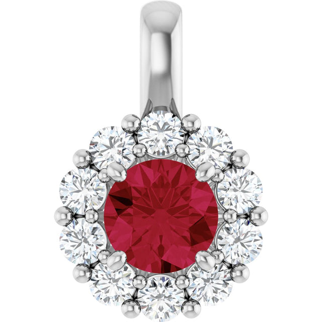 14K White Gold Lab-Grown Ruby & 1/3 CTW Lab-Grown Diamond Pendant