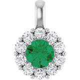 14K White Gold Lab-Grown Emerald & 1/3 CTW Lab-Grown Diamond Pendant
