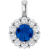 14K White Gold Lab-Grown Blue Sapphire & 1/3 CTW Lab-Grown Diamond Pendant