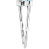 14K White Gold Natural Aquamarine Two-Stone Ring