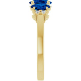 14K Yellow Lab-Grown Blue Sapphire & .05 CTW Natural Diamond Ring