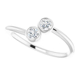 14K White Gold 1/5 CTW Natural Diamond Two-Stone Ring