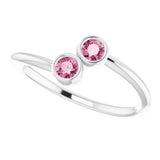 14K White Gold Natural Pink Tourmaline Two-Stone Ring