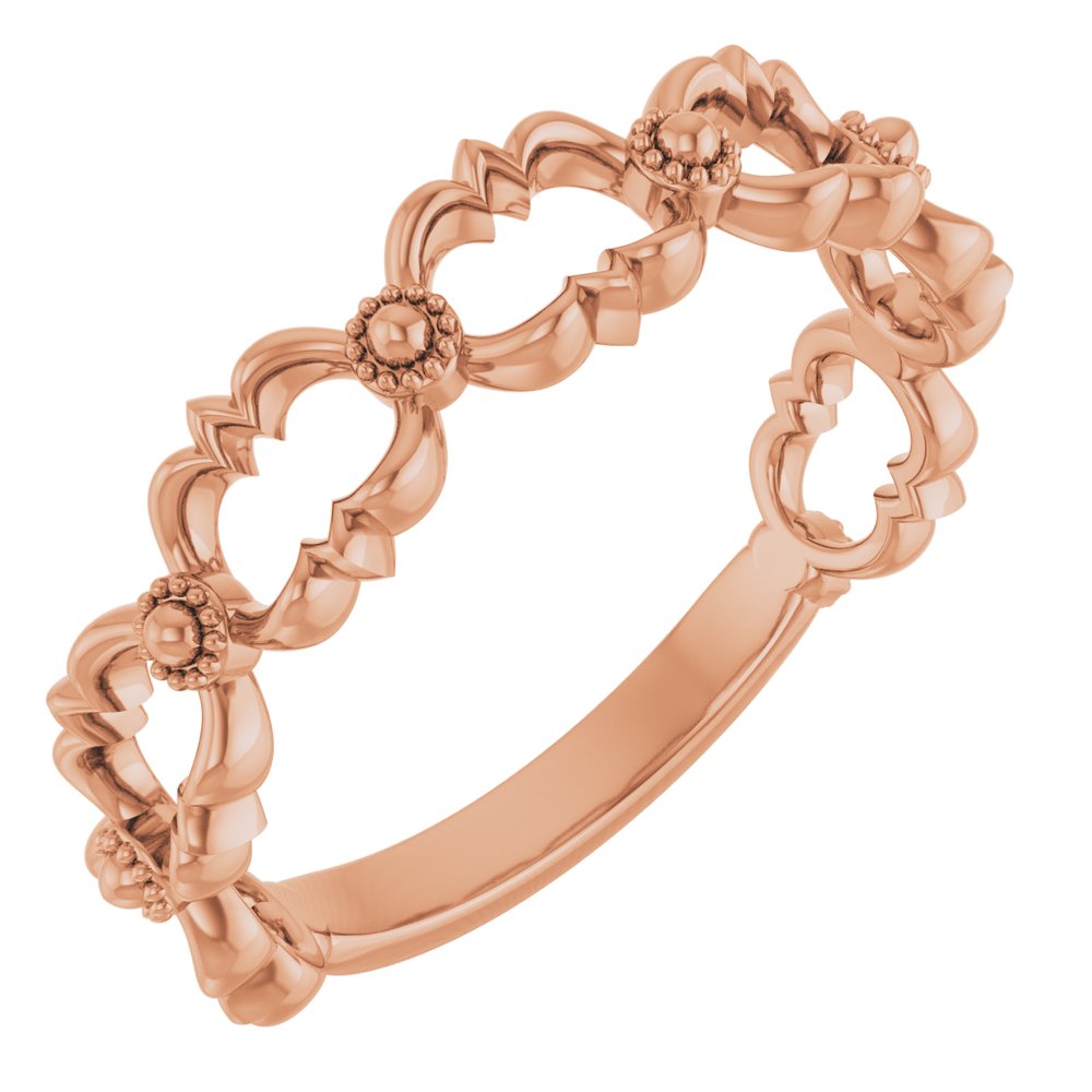 14K Rose Stackable Bead Ring