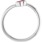 14K White Gold Natural Ruby Two-Stone Ring