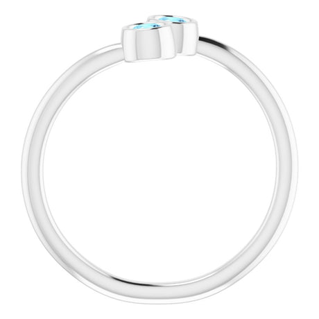 14K White Natural Aquamarine Two-Stone Ring