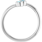 14K White Gold Natural Aquamarine Two-Stone Ring