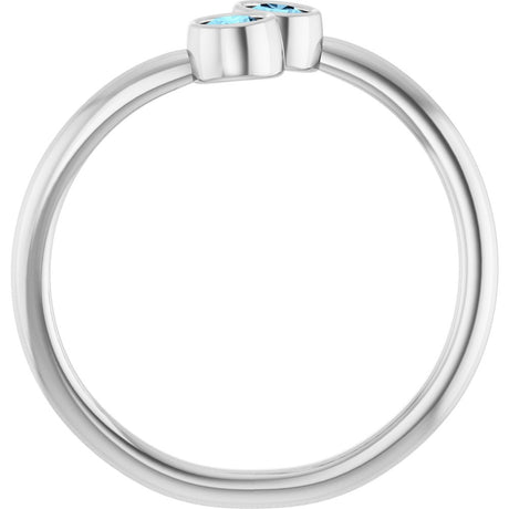 14K White Gold Natural Aquamarine Two-Stone Ring