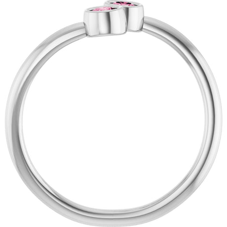 14K White Gold Natural Pink Tourmaline Two-Stone Ring