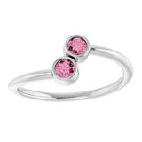 14K White Gold Natural Pink Tourmaline Two-Stone Ring