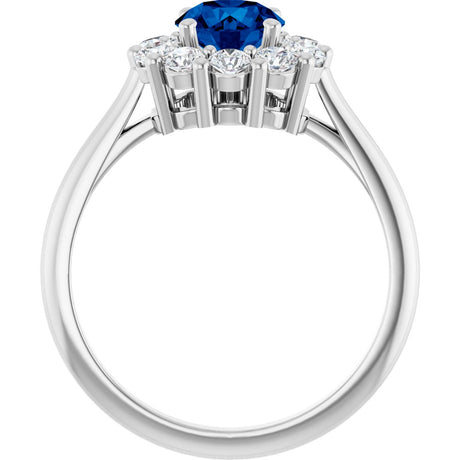 Platinum Lab-Grown Blue Sapphire & 1/2 CTW Natural Diamond Ring