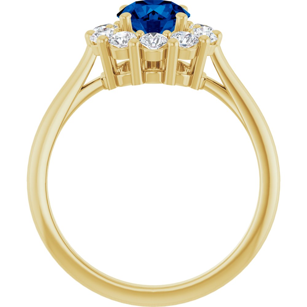 14K Yellow Gold Natural Blue Sapphire & 1/2 CTW Natural Diamond Ring