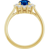 14K Yellow Gold Natural Blue Sapphire & 1/2 CTW Natural Diamond Ring