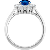 Platinum Lab-Grown Blue Sapphire & 1/2 CTW Natural Diamond Ring