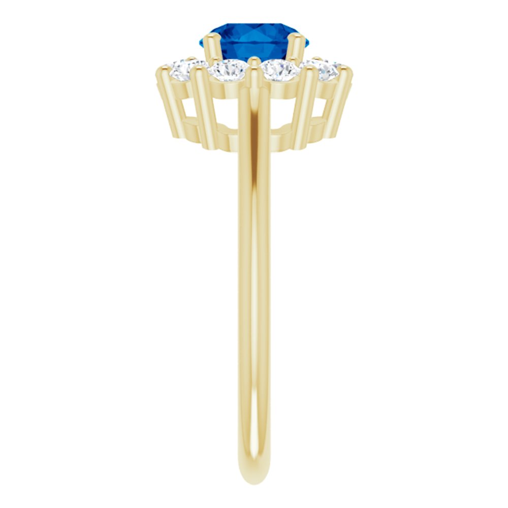 14K Yellow Lab-Grown Blue Sapphire & 1/2 CTW Natural Diamond Ring