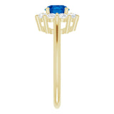 14K Yellow Lab-Grown Blue Sapphire & 1/2 CTW Natural Diamond Ring