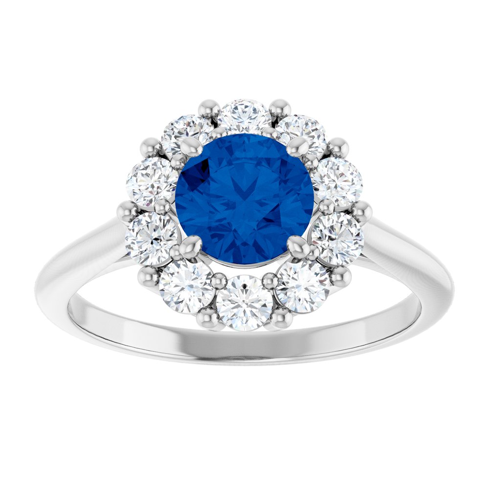 Platinum Lab-Grown Blue Sapphire & 1/2 CTW Natural Diamond Ring