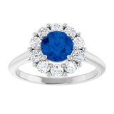 Platinum Lab-Grown Blue Sapphire & 1/2 CTW Natural Diamond Ring