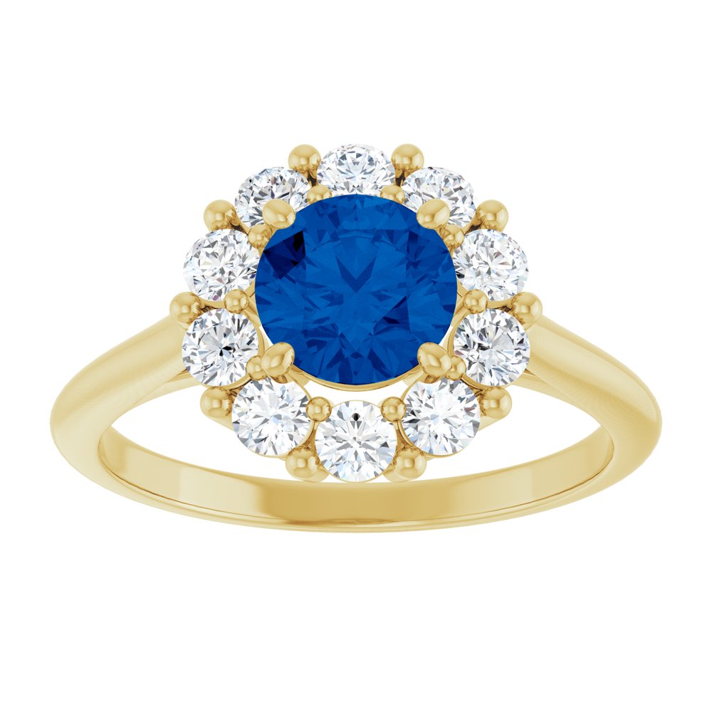 14K Yellow Gold Natural Blue Sapphire & 1/2 CTW Natural Diamond Ring