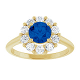 14K Yellow Gold Natural Blue Sapphire & 1/2 CTW Natural Diamond Ring